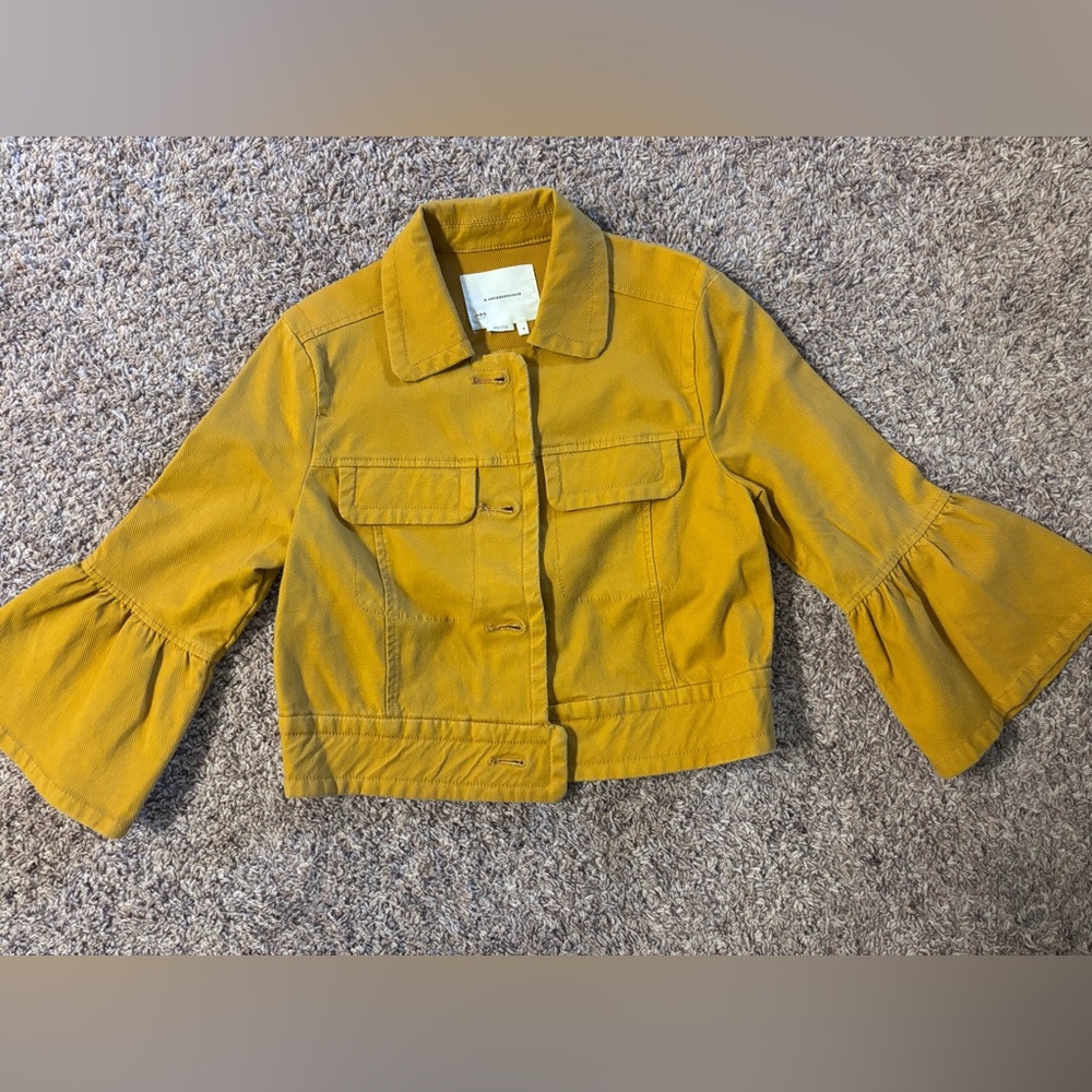 Anthropologie Yellow Button Down Shirt with Flared Sleeves